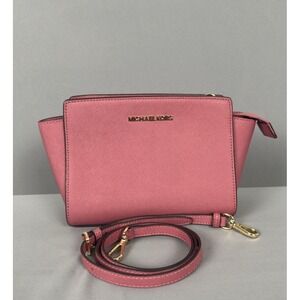 Michael Kors Selma Medium Messenger Bag Coral Pink Saffiano Leather